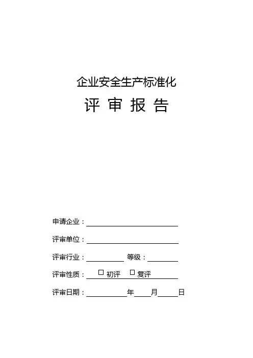 工贸企业三级安全生产标准化评审报告模板(新)