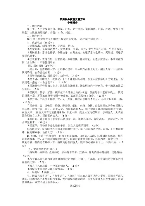酒店服务技能竞赛方案.
