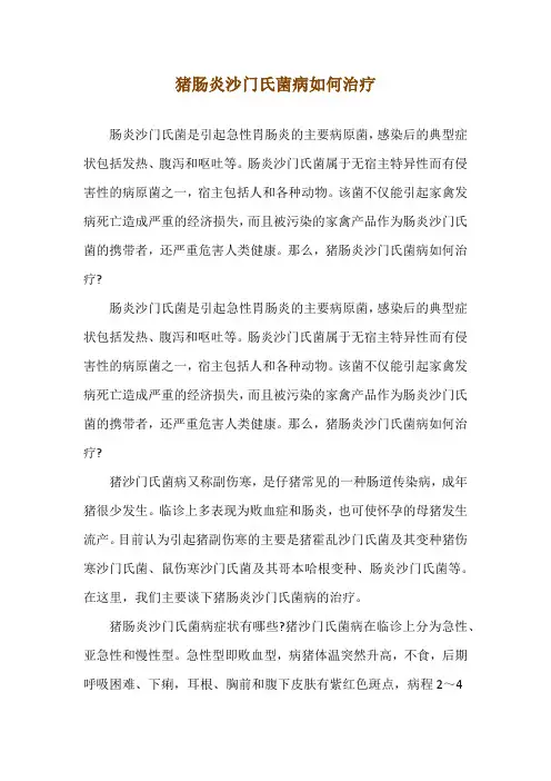 猪肠炎沙门氏菌病如何治疗