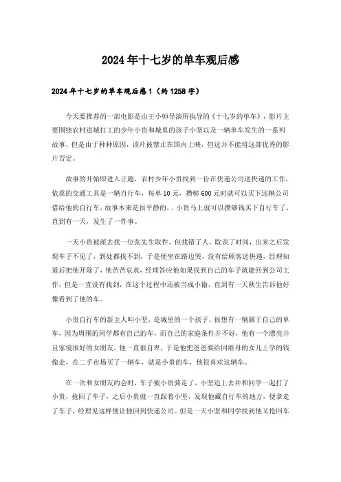 2024年十七岁的单车观后感
