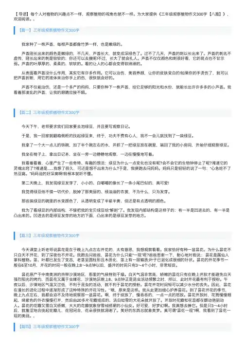 三年级观察植物作文300字【八篇】