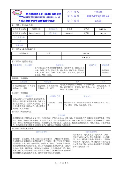 天那水物质安全说明书