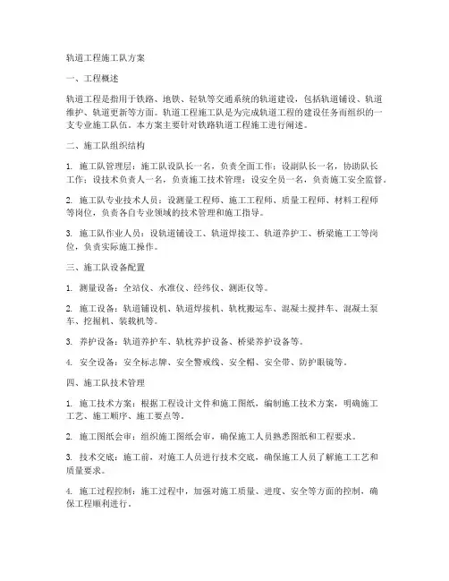 轨道工程施工施工队方案
