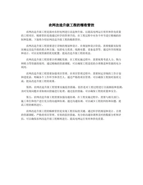 农网改造升级工程的精准管控