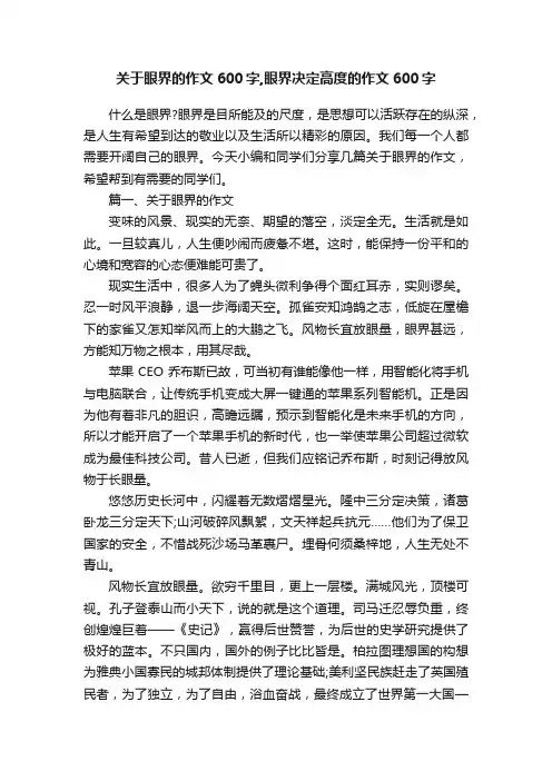 关于眼界的作文600字,眼界决定高度的作文600字