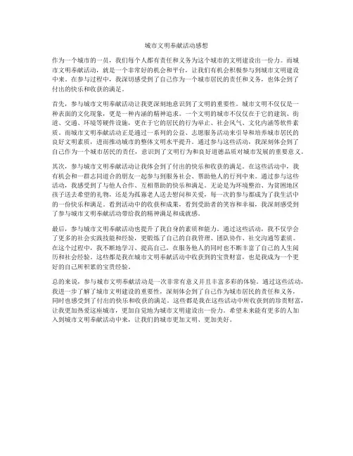 城市文明奉献活动感想