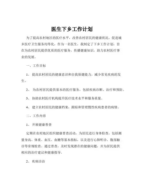 医生下乡工作计划