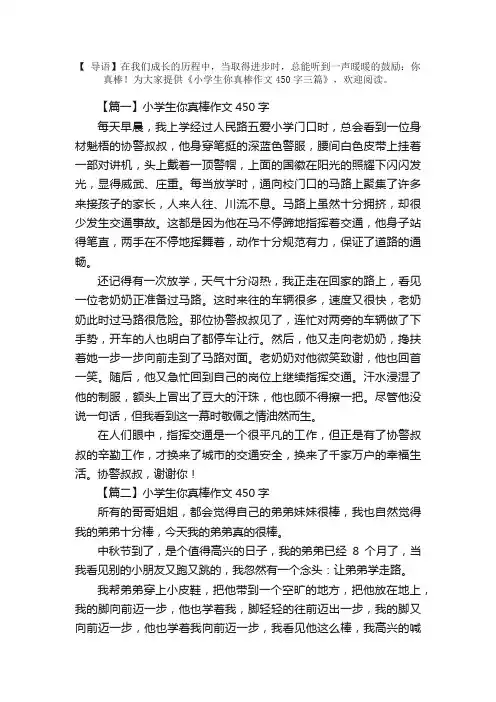 小学生你真棒作文450字三篇