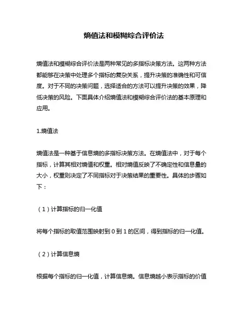 熵值法和模糊综合评价法