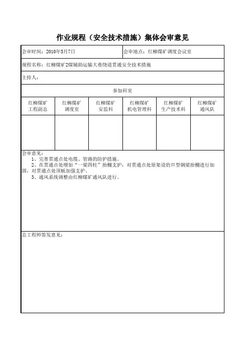 作业规程集体复审意见