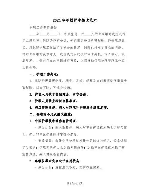 2024年等级评审整改范本（五篇）