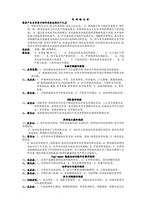 现代康复治疗项目适应症禁忌症