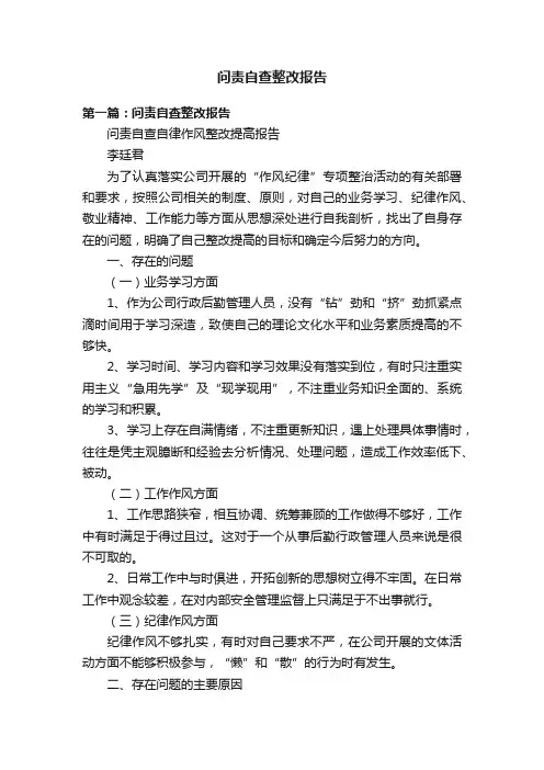 问责自查整改报告
