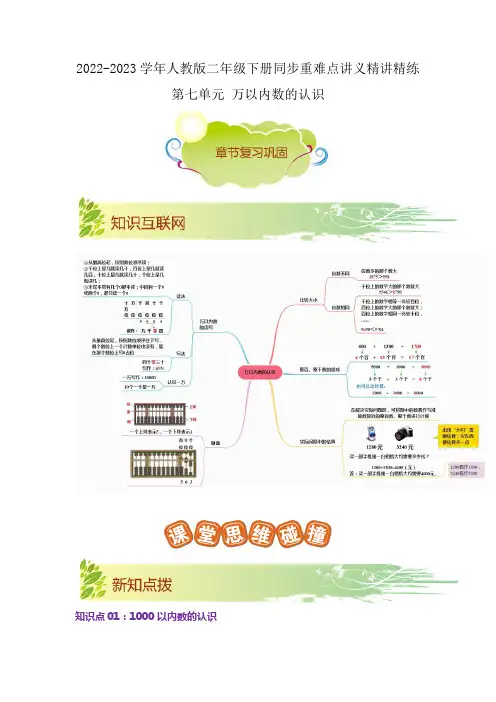 第七单元《万以内数的认识》(原卷)二年级数学下册同步重难点讲义精讲精练(人教版)