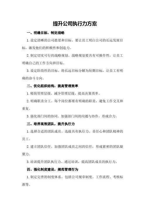 提升公司执行力方案 