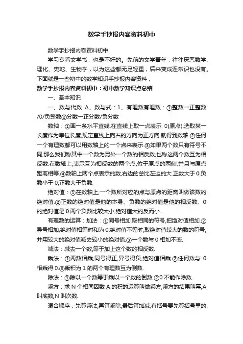 数学手抄报内容资料初中