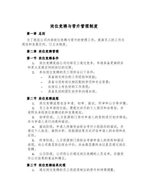 岗位竞聘与晋升管理制度