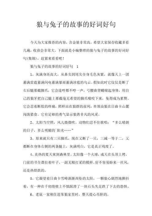 狼与兔子的故事的好词好句