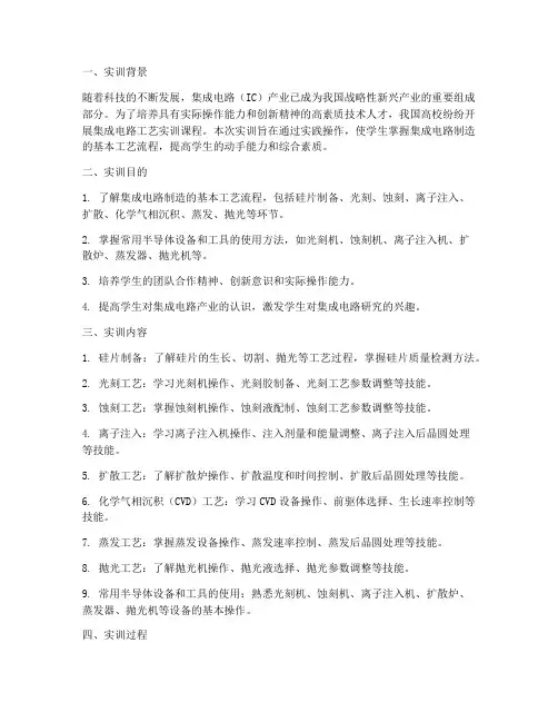 集成工艺实训报告