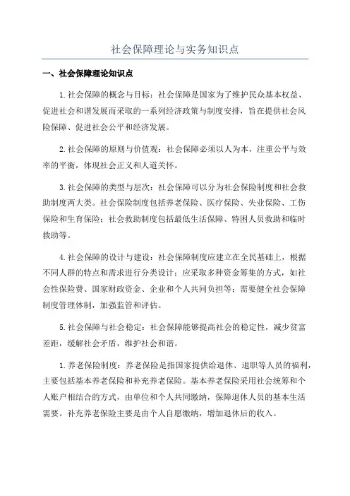社会保障理论与实务知识点
