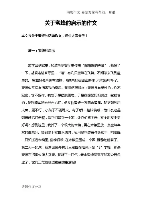 关于蜜蜂的启示的作文