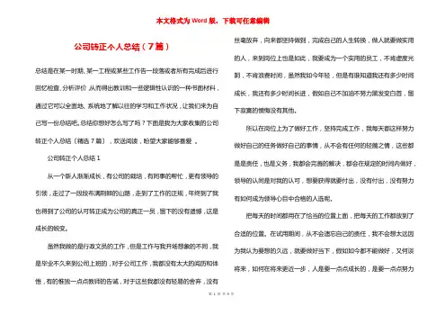 公司转正个人总结(7篇)