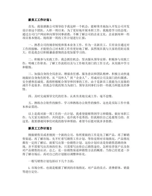 员工试用期工作计划表