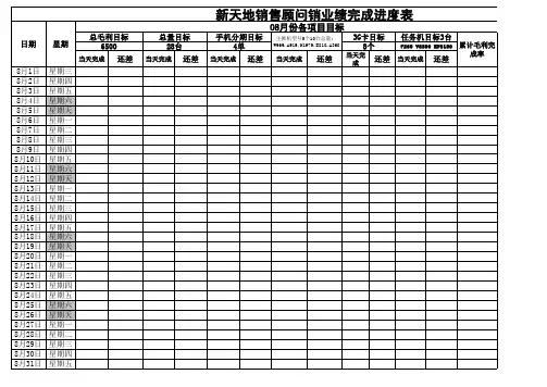 月度销售顾问业绩完成进度表模板[1]