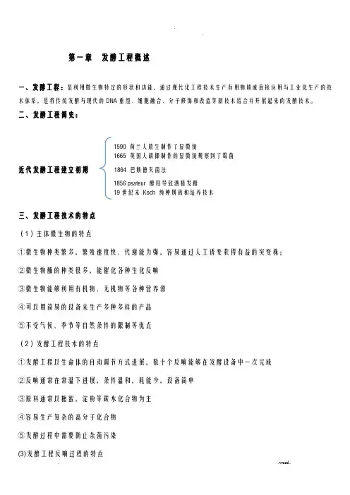 发酵工程知识点