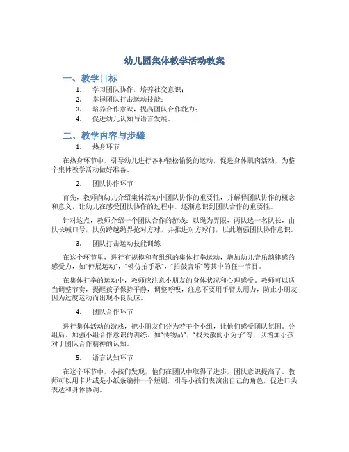 幼儿园集体教学活动教案