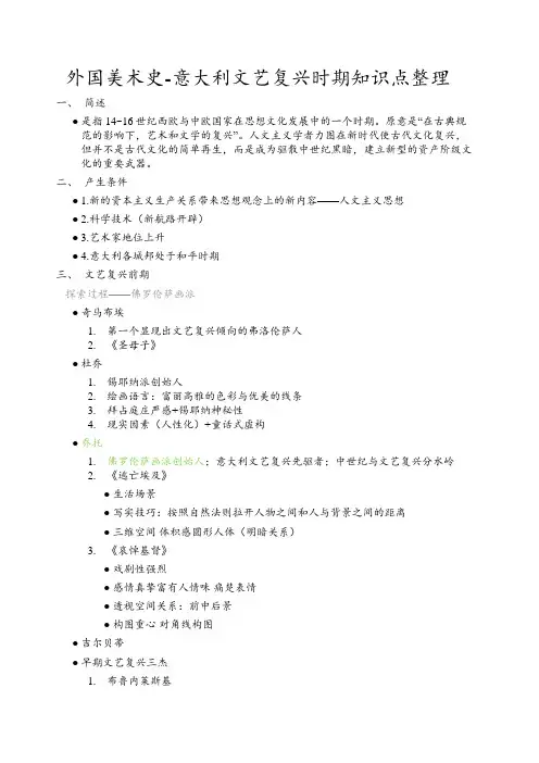 (外国美术史)意大利文艺复兴时期知识点整理