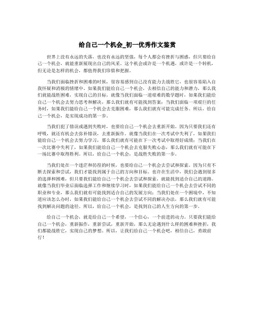 给自己一个机会_初一优秀作文鉴赏