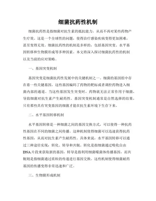 细菌抗药性机制
