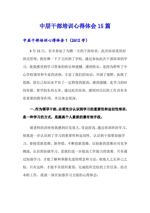 中层干部培训心得体会15篇