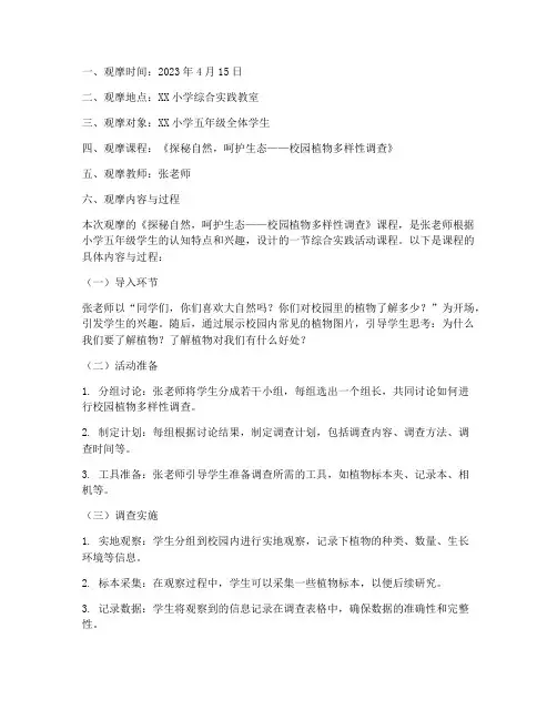 综合实践优质课观摩记录