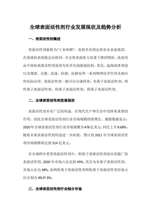 全球表面活性剂行业发展现状及趋势分析