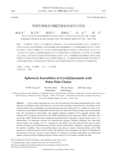 带极性侧链的环_6_芳酰胺的球形自组装