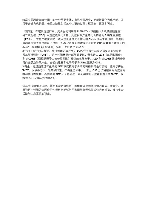 暗反应阶段的三个过程