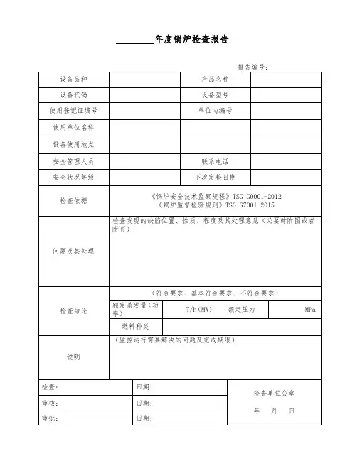 2020锅炉年度自检报告