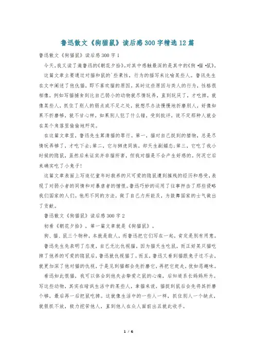 鲁迅散文《狗猫鼠》读后感300字精选12篇
