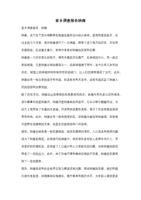 家乡调查报告纳雍