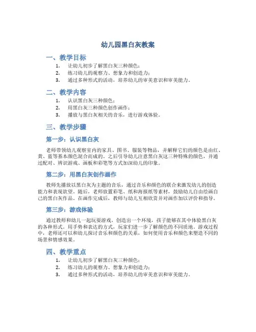 幼儿园黑白灰教案