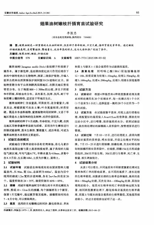 翅果油树嫩枝扦插育苗试验研究