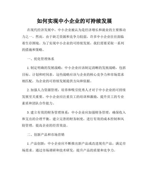 如何实现中小企业的可持续发展