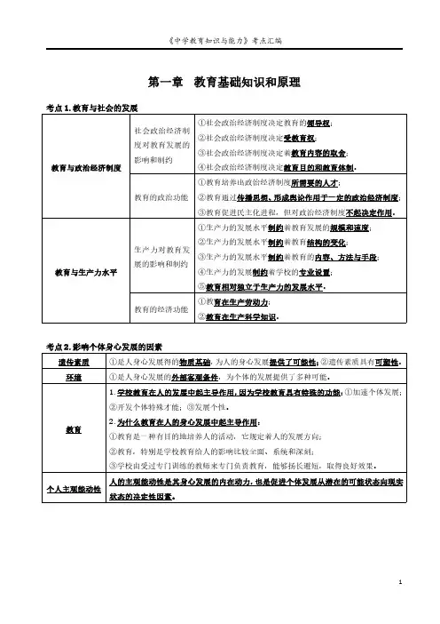中学教师资格证《教育知识与能力》考点汇编
