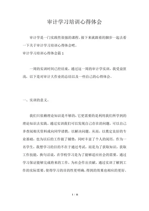 审计学习培训心得体会