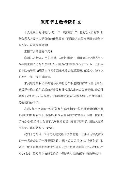 重阳节去敬老院作文