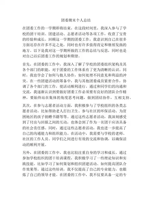 团委期末个人总结