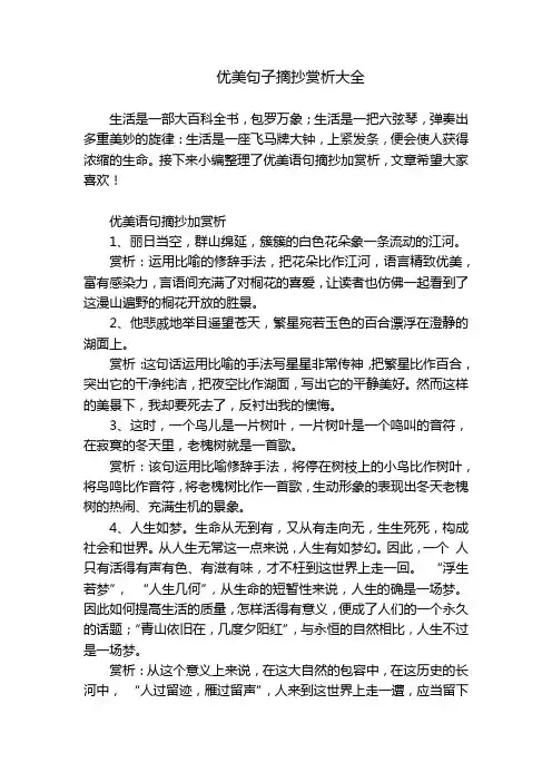 优美句子摘抄赏析大全