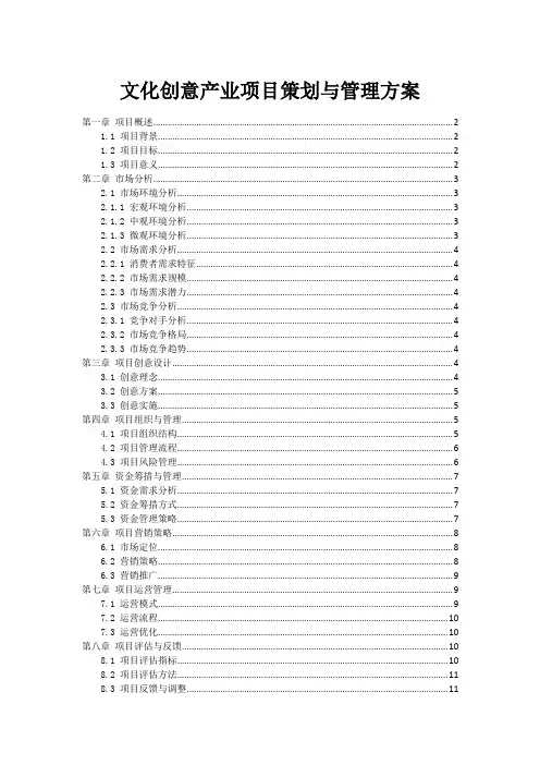 文化创意产业项目策划与管理方案